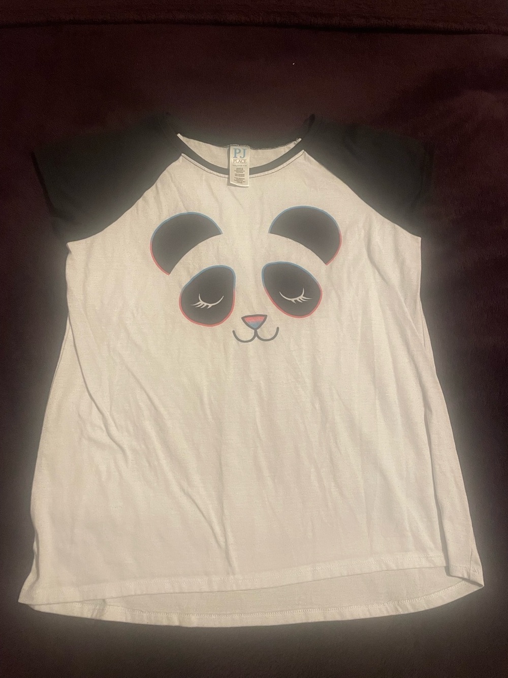Place White Tee with Black Sleeves and Panda Face